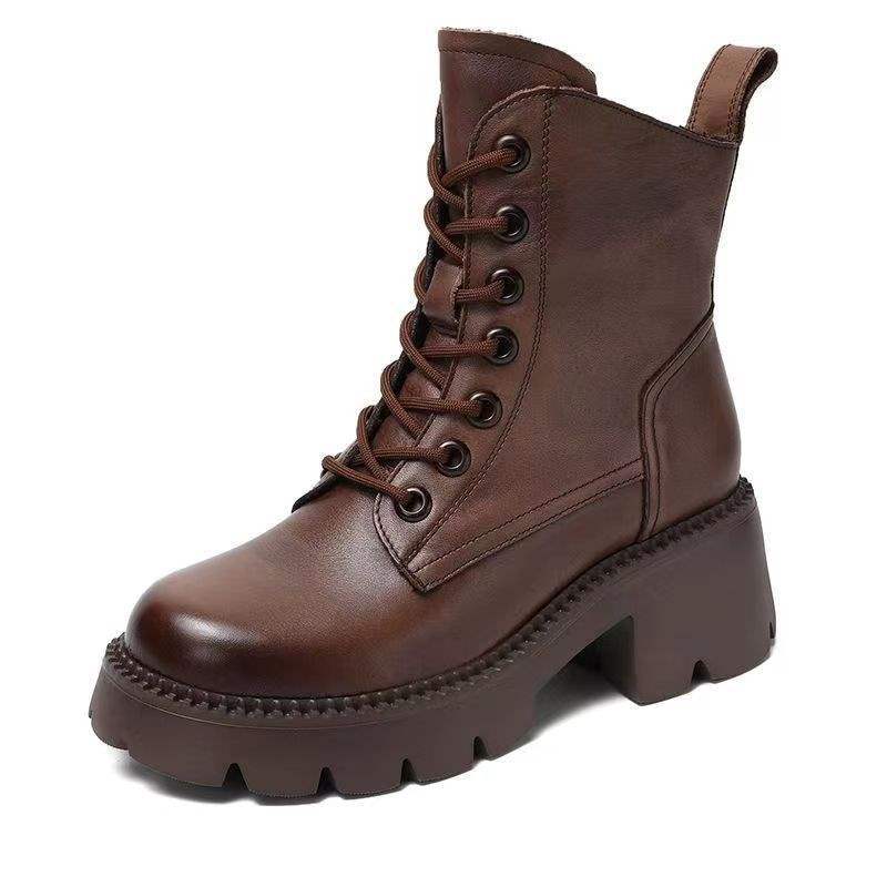 Off-Season Short Boots for Petite Figures to Appear Taller and Slimmer2025New Martin Boots Height-Increasing Women's Boots Thick Heel Thick Sole Versatile