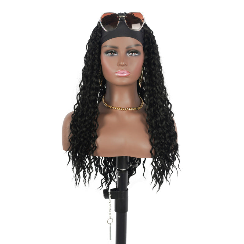 European and American Style Medium-Length Curly Wig Afro Wig wigs Lightweight Synthetic Hair Band with Slight Curl