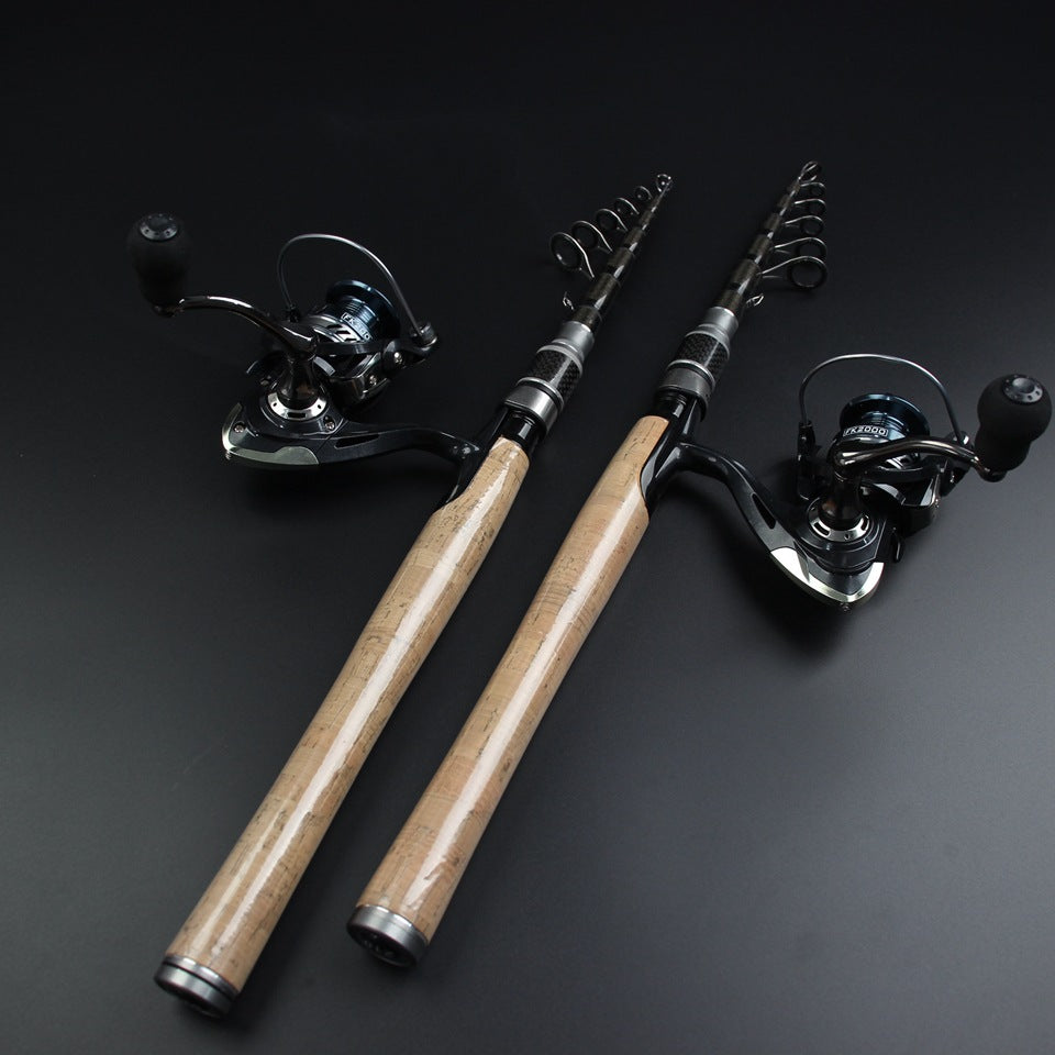 Portable Sea Rod Set with Wooden Handle, Fishing Reel, Telescopic Lure Rod, Fishing Gear, Wholesale from Fishing Rod Manufacturer