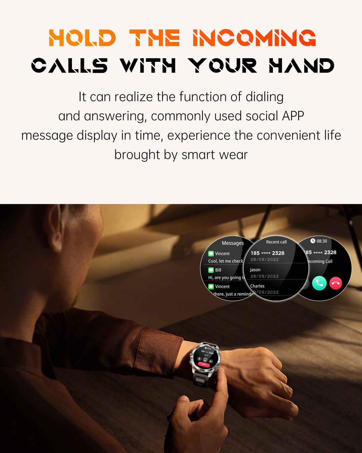 KT80Smart Watch Bluetooth Call True Heart Rate Step Sleep Monitoring IP68Deep Waterproof Flashlight Three-Proof