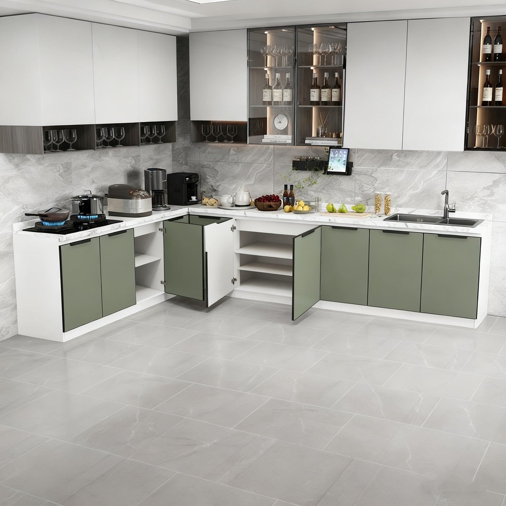 Custom Whole House Aluminum Alloy Kitchen Integrated Cabinets Wall Cabinets Integrated Home Assembly Moisture-Proof Durable Factory