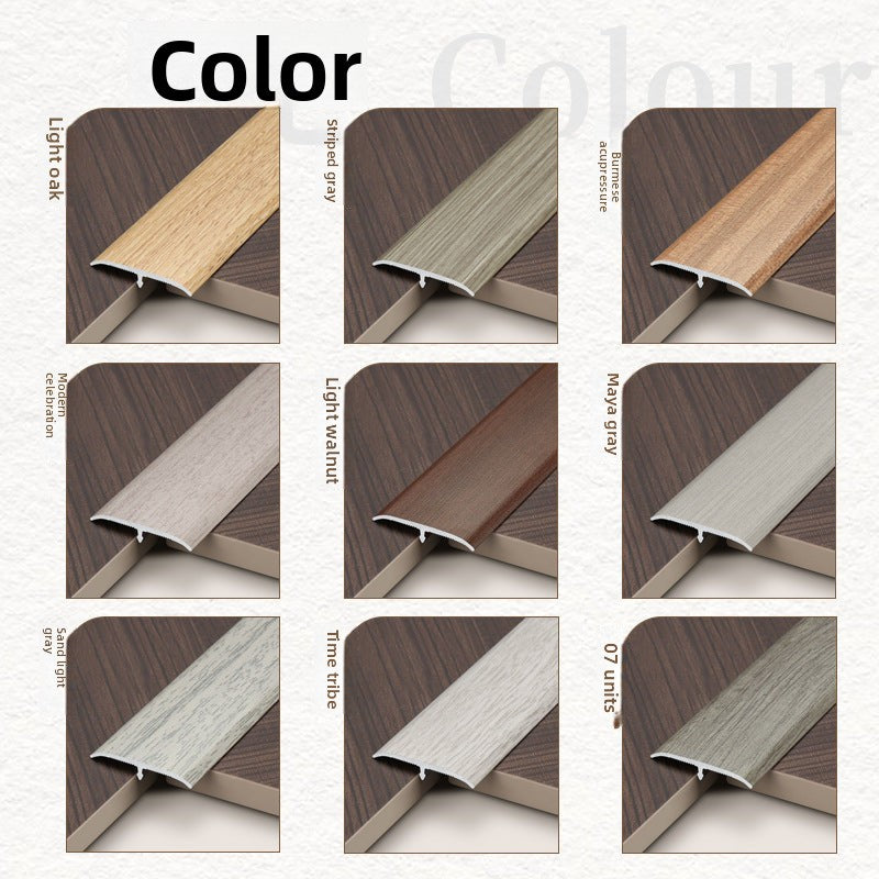 Aluminum alloy wood grain flooring trim edge strip t Door threshold edge trim strip, door seam trim strip, aluminum buckle strip