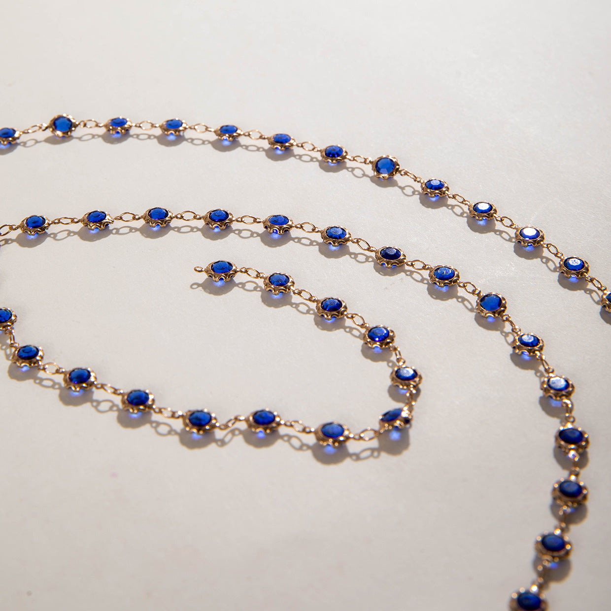 Simple Colorful Beaded Tassel y Chain Necklace Elegant Versatile Diamond-Studded Sweater Chain Jewelry