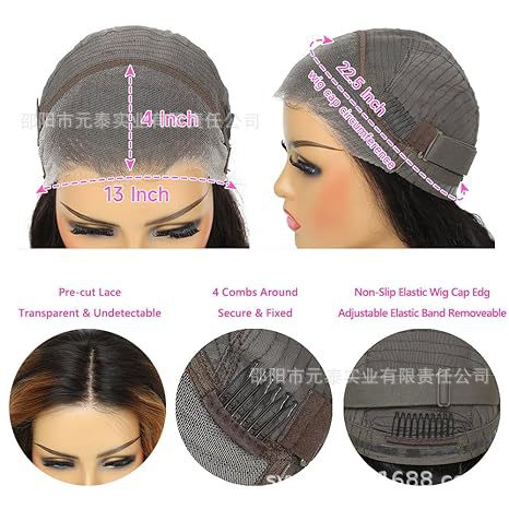 Highlight Ombre Lace Front Wig 13x4 Wavy Lace Glueless Wig