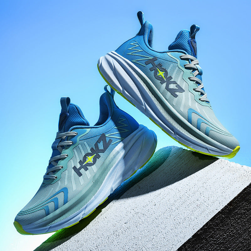 Foreign Trade New Running Shoes for Men and Women, Mesh Breathable Lightweight Cushioned Non-Slip Marathon Shoes for Long Distance Running and Jogging Training