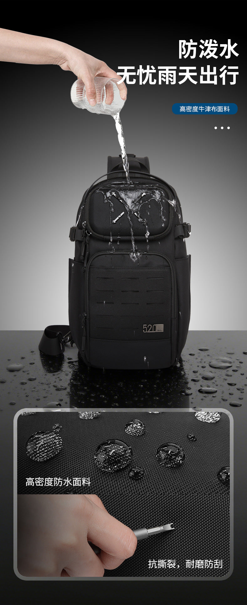 ozuko Men's Chest Bag Crossbody Bag High-end Waterproof Large Capacity Trendy Men's Shoulder Bag Commuting Portable Bag