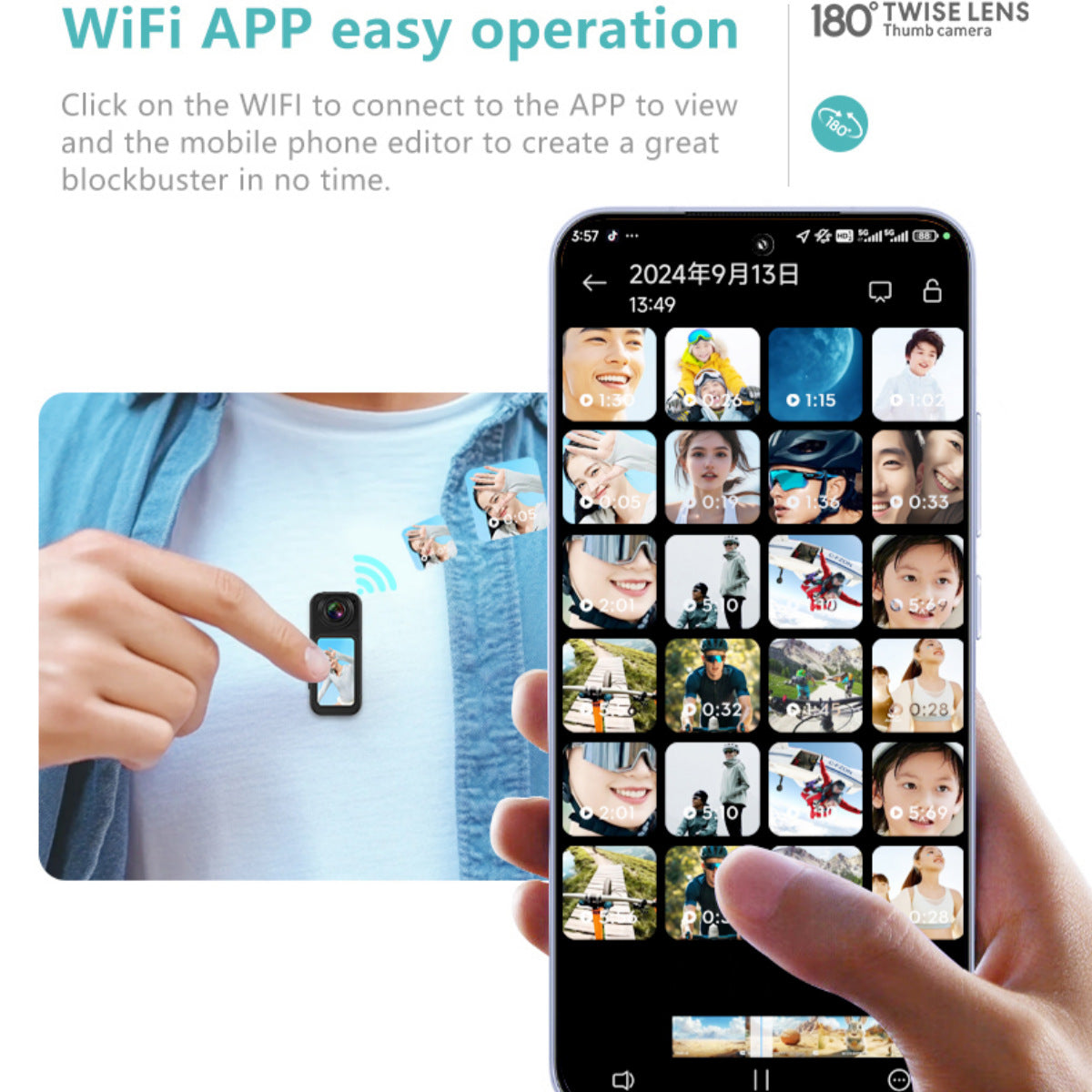 Magnetic Thumb Camera Outdoor Sports Recording Artifact Cycling Pet Portable Mini Camera