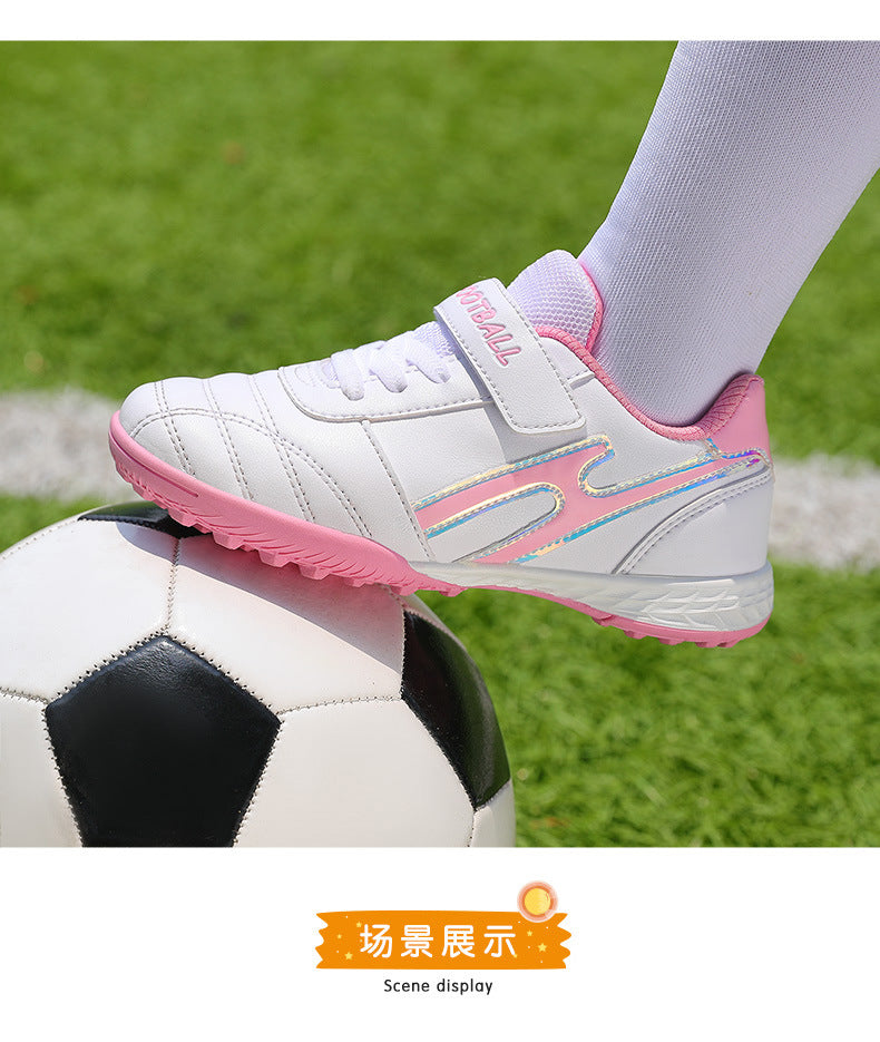 New football shoes for men and women with Velcro for children TF Broken Nail Style Youth Student Grassland Flat Training Shoes
