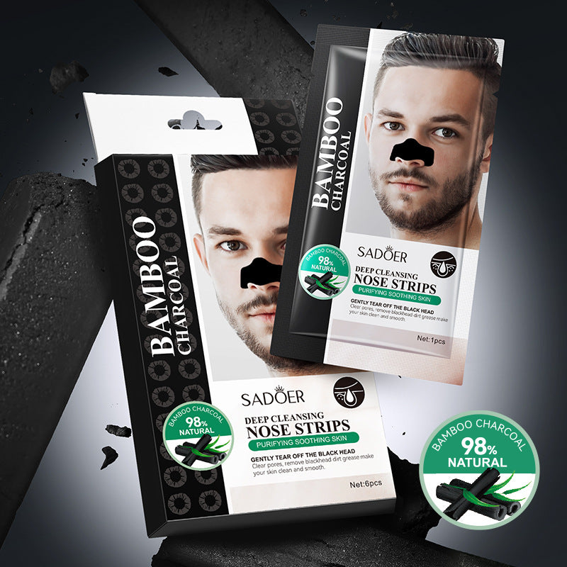 Men's Bamboo Charcoal Nose Strips SADOER Deep Cleansing for Blackhead Removal T Cross-Border Wholesale for Nursing Supplies