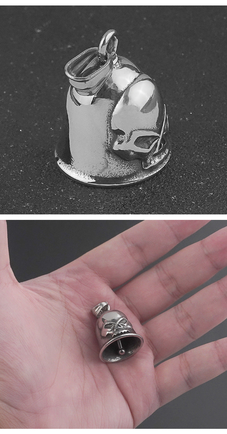 Stainless Steel Jewelry for Men and Women, Vintage Fashion Personality Bell Necklace, Titanium Steel Skull Pendant Accessories Wholesale