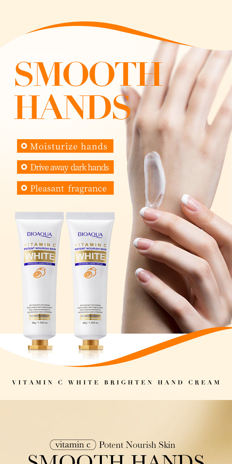 foreign trade BIOAOUA Vitamin C Whitening and Brightening Hand Cream Anti-Cracking Moisturizing Whitening Hand Cream Wholesale
