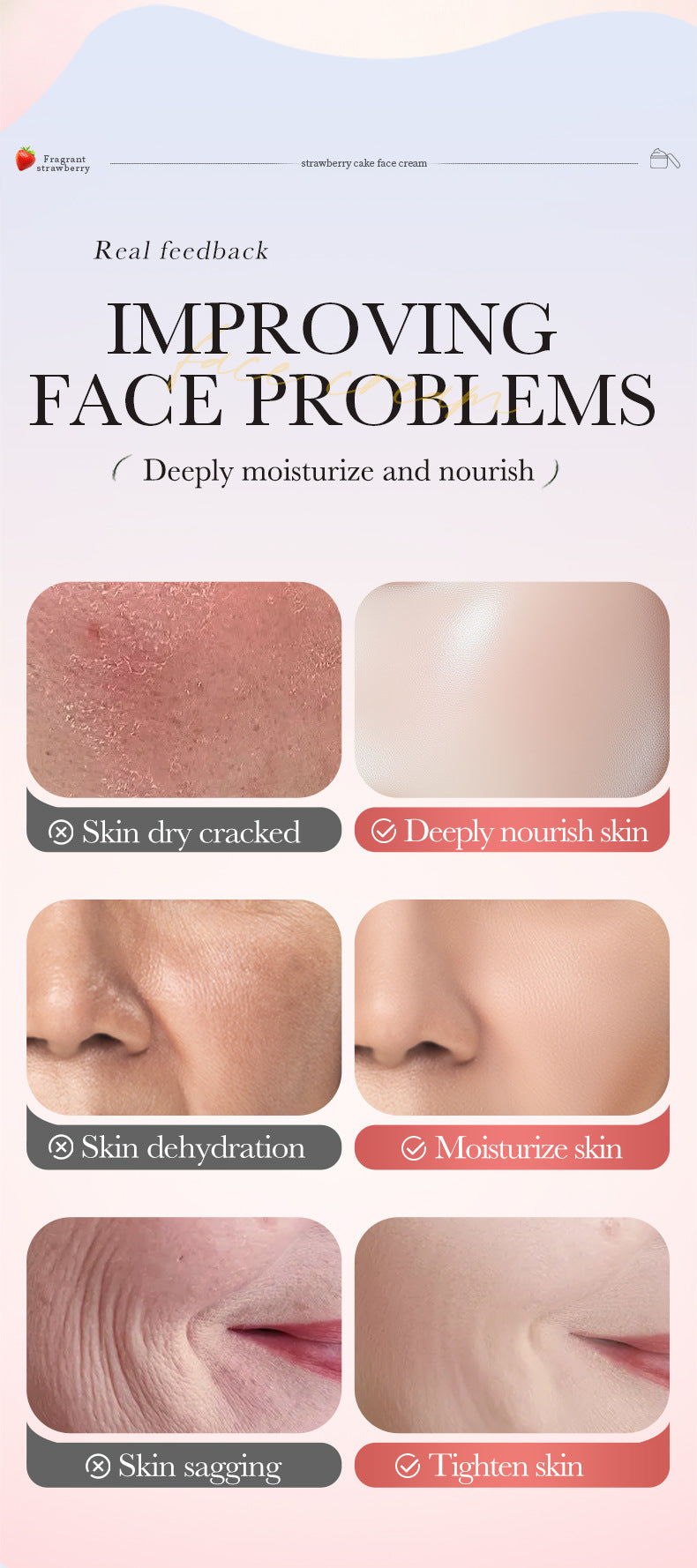 Full English Strawberry Cake Nourishing Cream BIOAOUA Moisturizing skin moisturizing cream  foreign trade wholesale