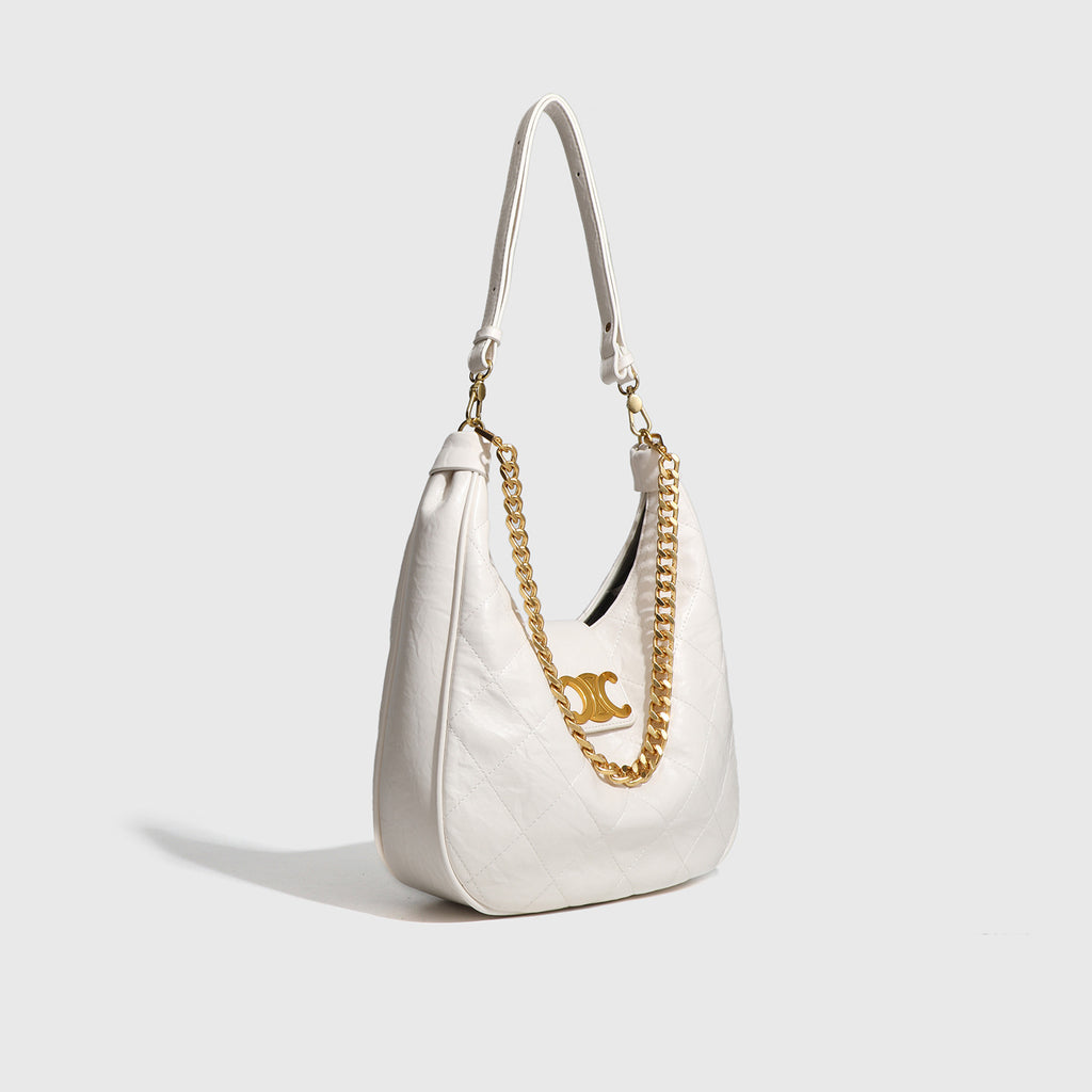 Niche Retro Underarm Bag for Women New Genuine Leather Autumn Winter Fashion Arc de Triomphe Cowhide Bucket Bag Versatile Crossbody Bag