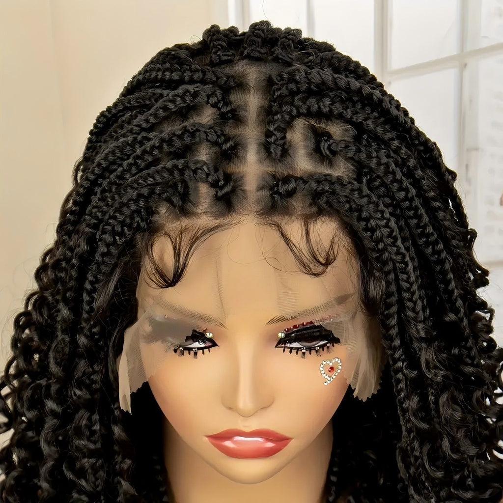 TEMU Cross-Border E-commerce Hot-Selling Synthetic Fiber Hand-Crocheted Lace Three-Strand Braid Ponytail Cover Box braid wigs