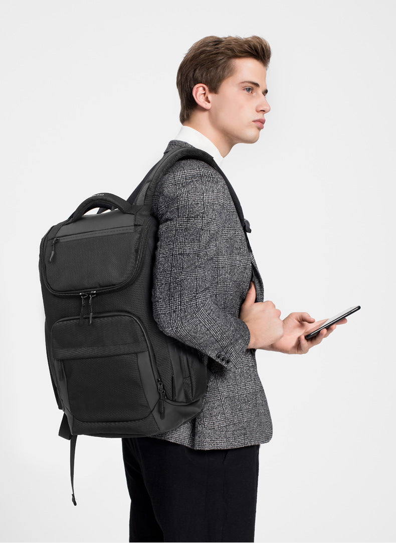 OZUKO Business Backpack Men's Commuting Large Capacity Computer Bag Travel Backpack High-end Waterproof School Bag