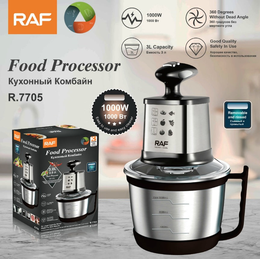 RAF European Standard Stainless Steel Electric Meat Grinder, Vegetable Chopper, Meat Mincer, Household Dual-Speed Food Processor R7705