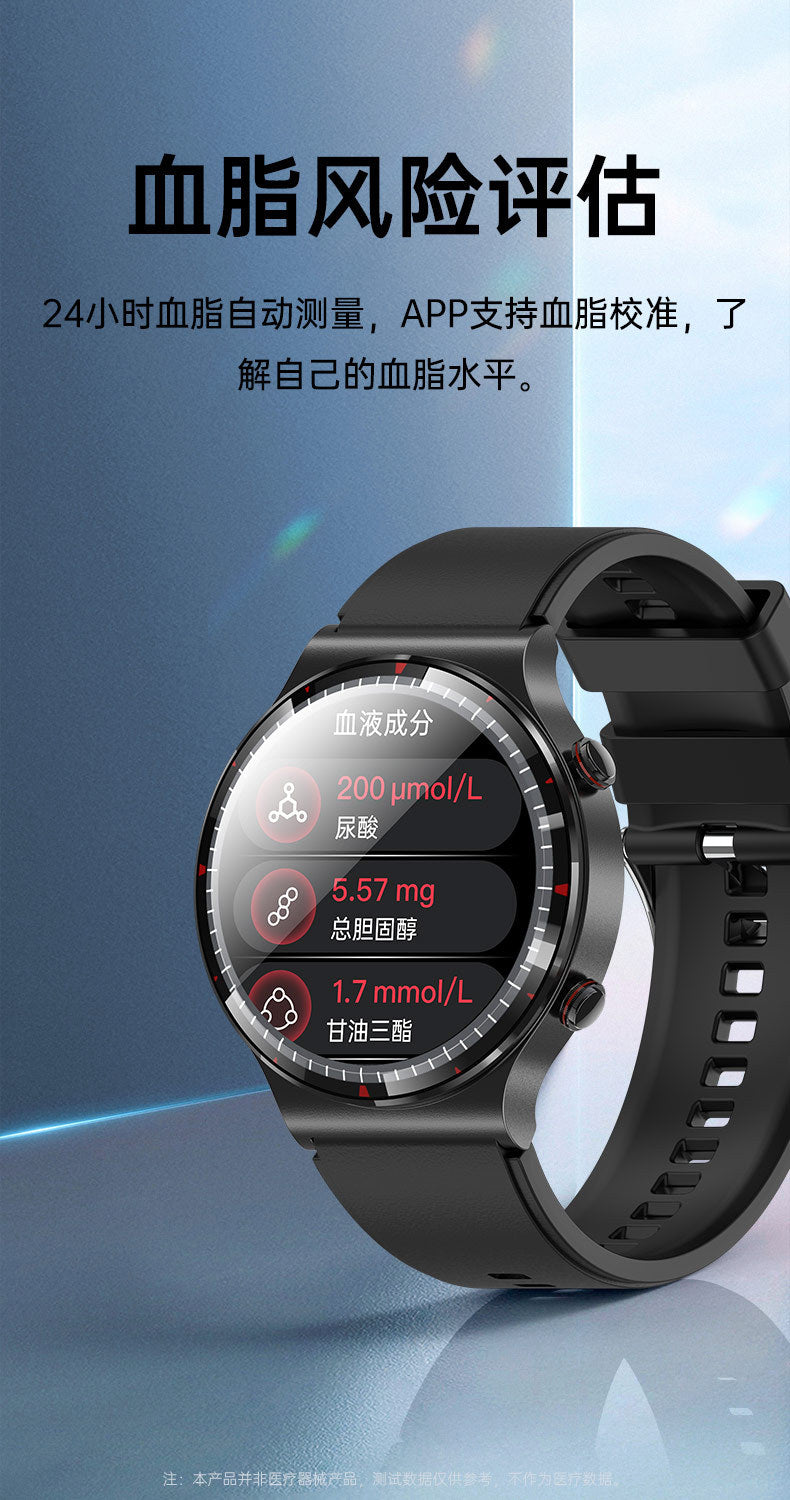 g08One-click Micro Health Check Smart Watch nfc Access Control Leather Electric Test Blood Sugar Uric Acid Detection Smart Watch Wholesale