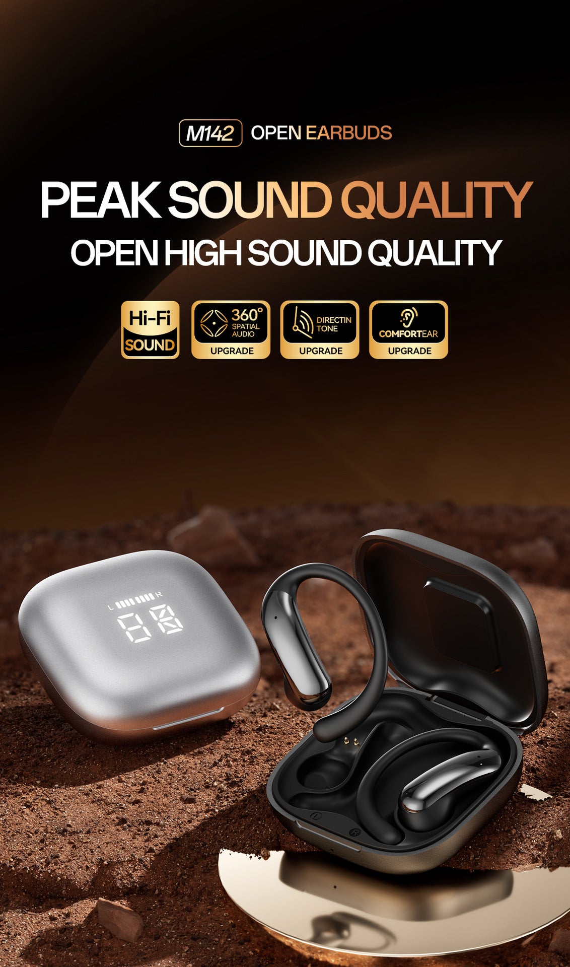 M142Popular OWS Open-type ultra-long battery life high-quality sound over-ear digital display wireless Bluetooth headphones