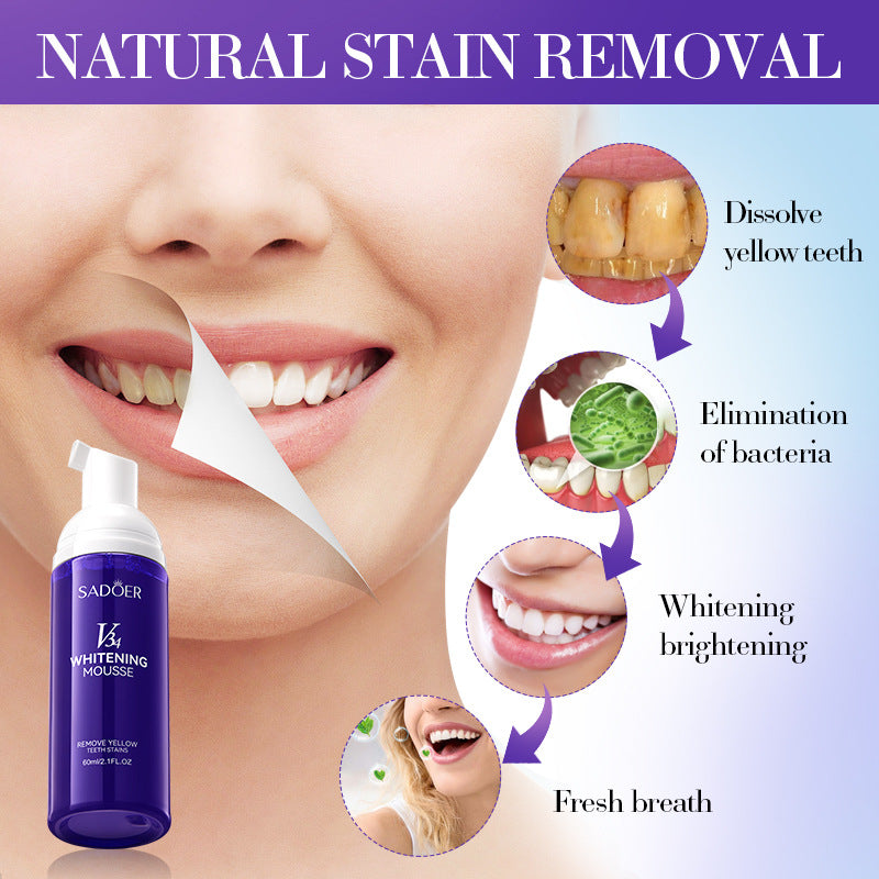 V34Whitening Foam Toothpaste SADOER Clean Teeth Clean Mousse Cross-Border Foreign Trade Wholesale