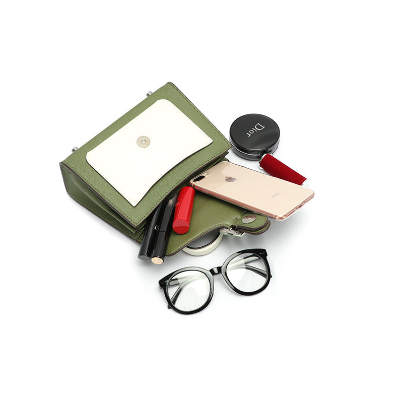 Fashion Color-Block Handbag Shoulder Bag for Women Textured Versatile Design Crossbody Kelly Bag for Daily Commute