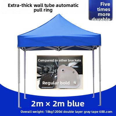 Outdoor Advertising Sunshade Folding Four-Corner Retractable Tent Advertising Umbrella Windproof Rainproof Stall Large Umbrella Four-Leg Tent