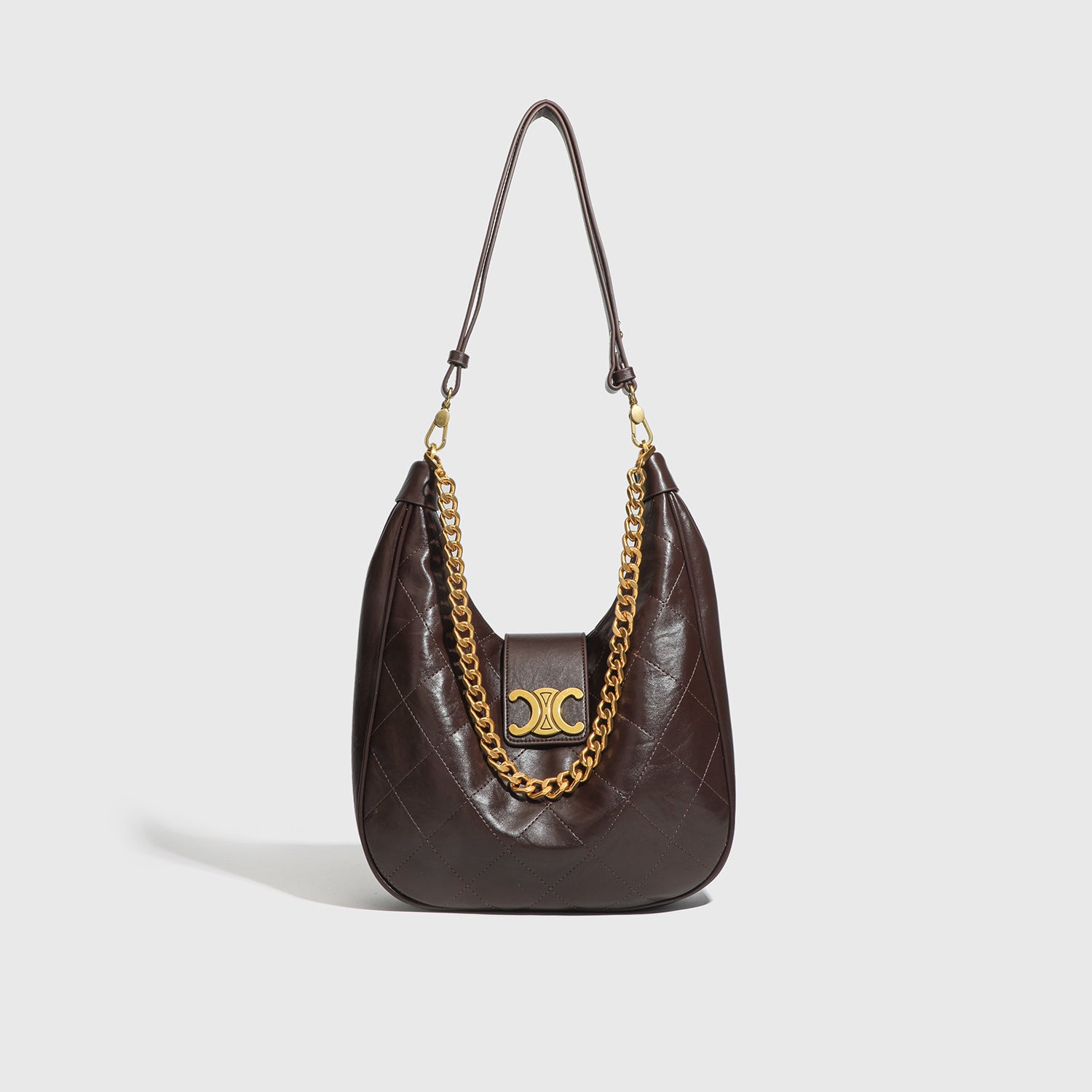 Niche Retro Underarm Bag for Women New Genuine Leather Autumn Winter Fashion Arc de Triomphe Cowhide Bucket Bag Versatile Crossbody Bag