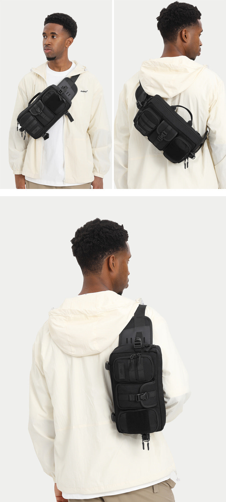 OZUKO Tactical Waist Bag Men's Multifunctional Crossbody Bag Waterproof Outdoor Large Capacity Sports Portable Men's Bag