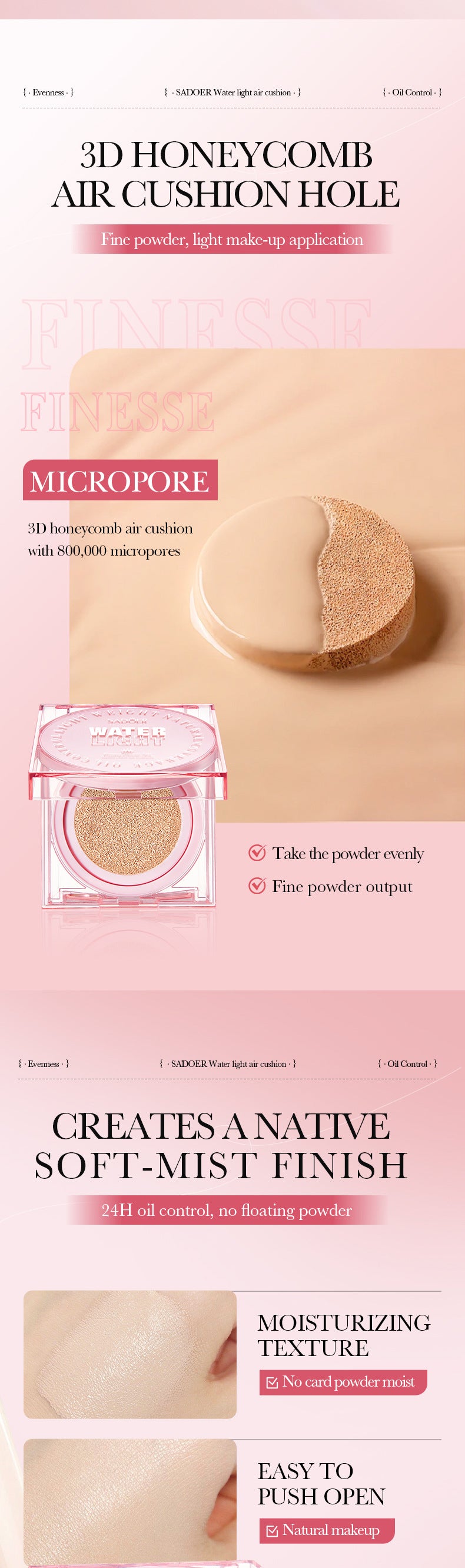 Makeup SADOER Hydrating Cushion Concealer Contouring Brightening Skin Tone BB Wholesale Cross-Border Foreign Trade Frost