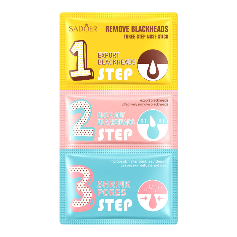 Three Steps to Remove Blackheads Nose Strips SADOER Skin Care Products T District Nursing Set Cross-Border Foreign Trade Wholesale