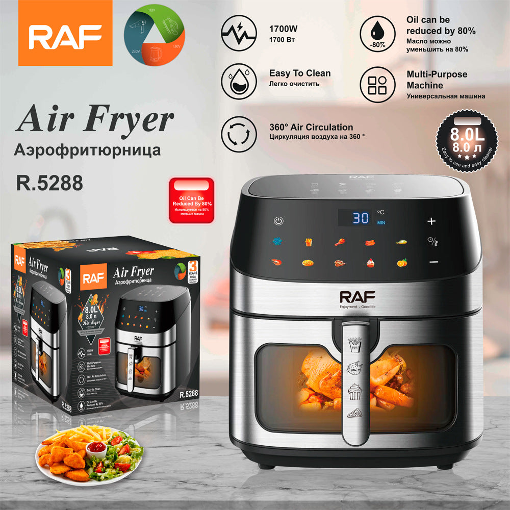 RAF European Standard Air Fryer10L Large Capacity Household Oil-Free Fryer Smokeless Electric Grill Electric Cooking Pot