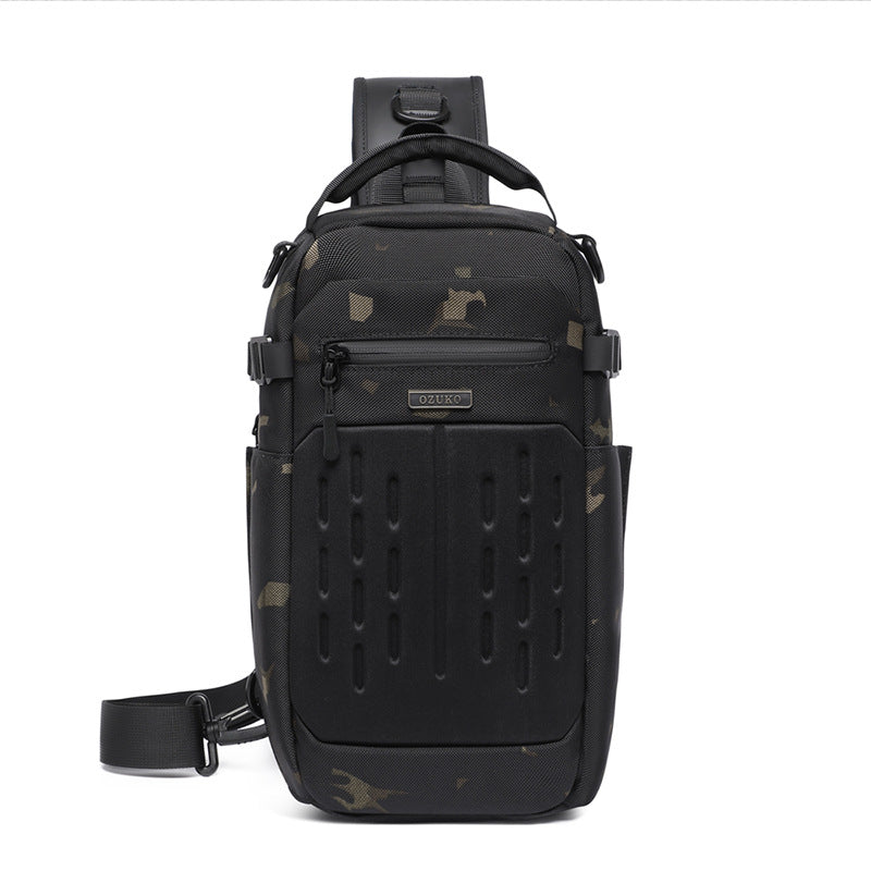 OZUKO Men's Chest Bag Waterproof Multifunctional Crossbody Bag Trendy Portable Small Backpack Large Capacity Single Shoulder Men's Bag