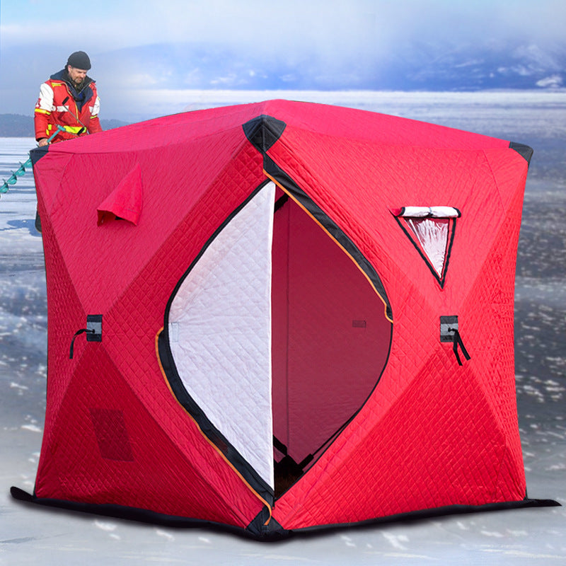 Cold-Proof Multi-Person Snow Fishing House Easy-to-Carry Sauna Winter Fishing Tent Outdoor Winter Fishing Cotton Fabric Warm Ice Fishing Tent
