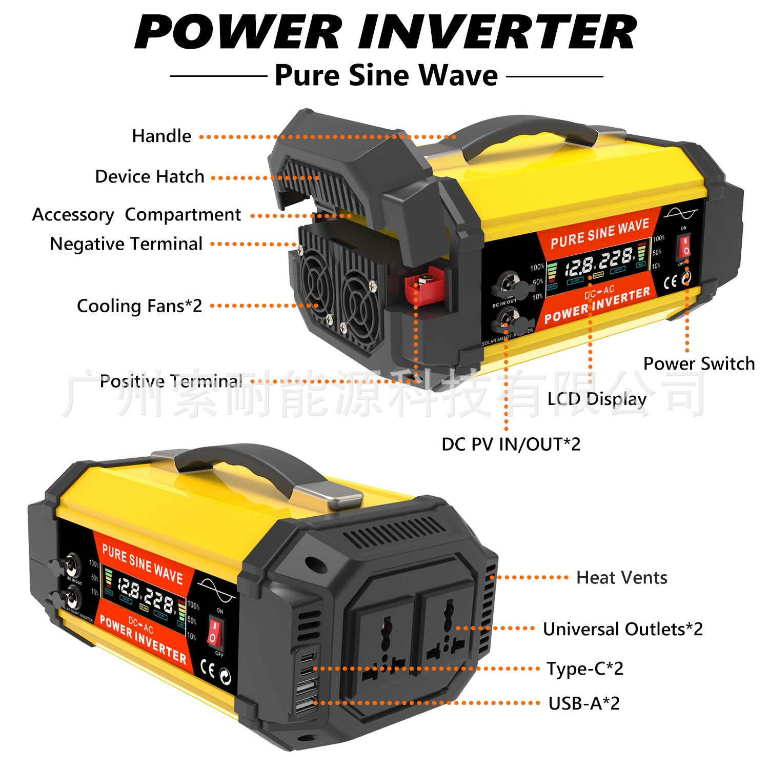Pure Sine Wave Inverter500W800W1000W 12V Turn110V/220V Hot Selling Car-Mounted Pure Sine Wave