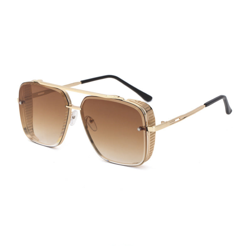 Steampunk Style Hollow Square Frame Double Bridge Sunglasses for Men Steampunk Sunglasses for Women European and American sunglasses