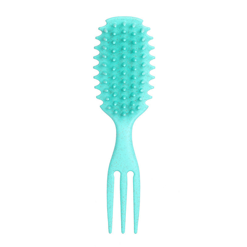 Curling Hair Special Three-Prong Comb Anti-Clumping Wide-Tooth Comb Smooth Hair Dry and Wet Dual-Use Comb Scalp Massage Hard-Tooth Hair Styling Comb