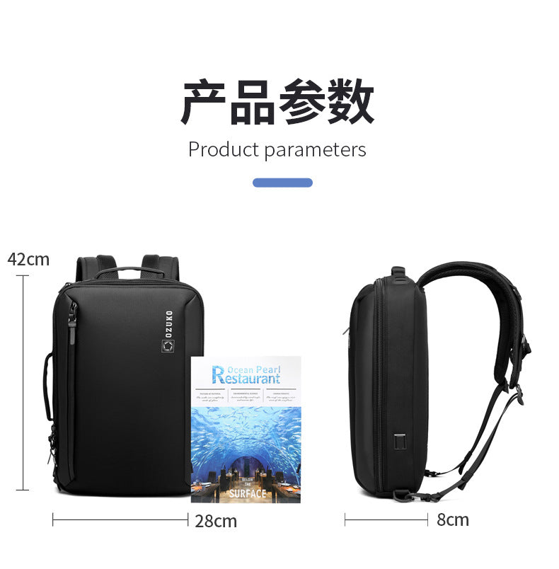 OZUKO Business Backpack Double Shoulder Laptop Bag for Men Lightweight Handheld College Student Commuting Waterproof Notebook Backpack
