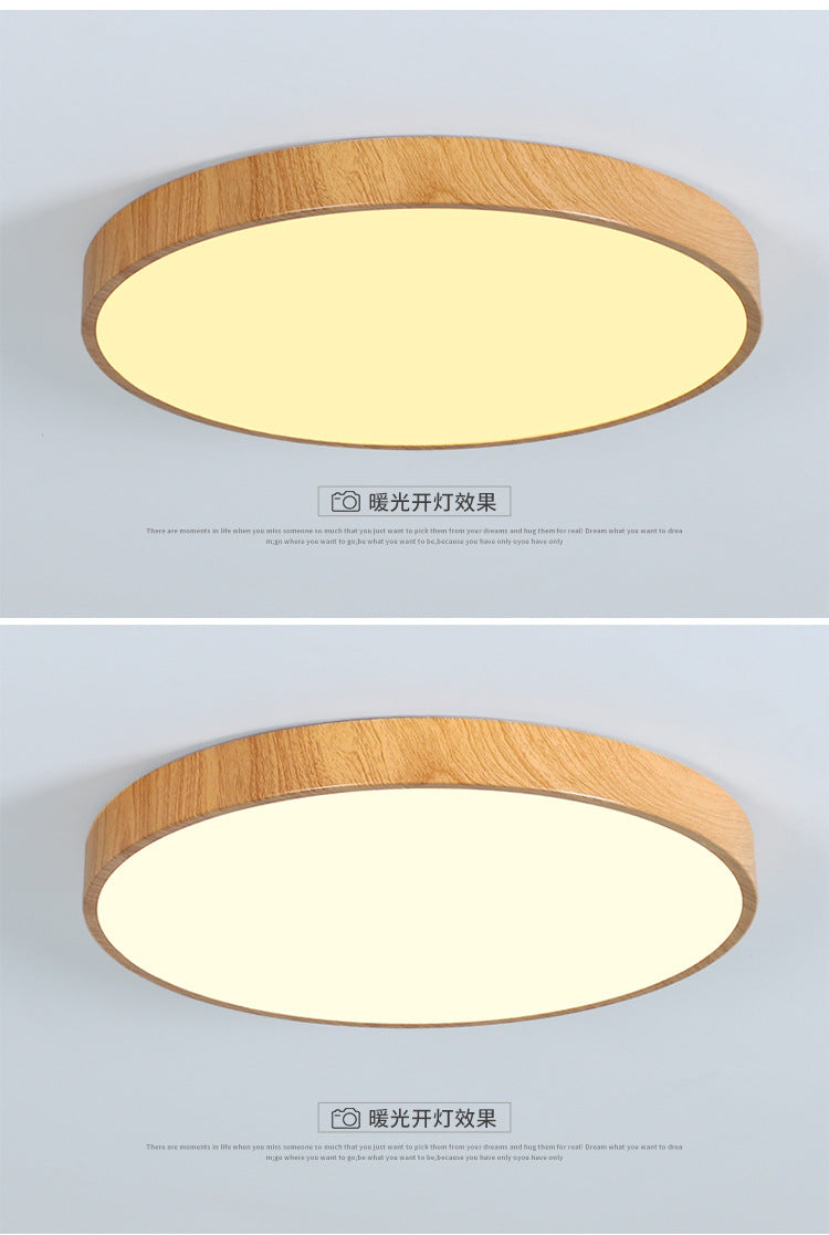 Nordic Ultra-Thin Imitation Wood Grain Ceiling Light Round Modern Minimalist led Room Bedroom Lamp Iron Art Balcony Living Room Lamp