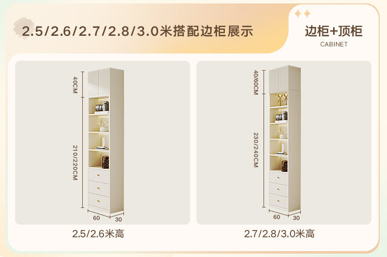 Modern Minimalist Sliding Door Wardrobe Corner Desk Integrated Combination Elevated Cabinet Top Master Bedroom Home Bedroom Wardrobe