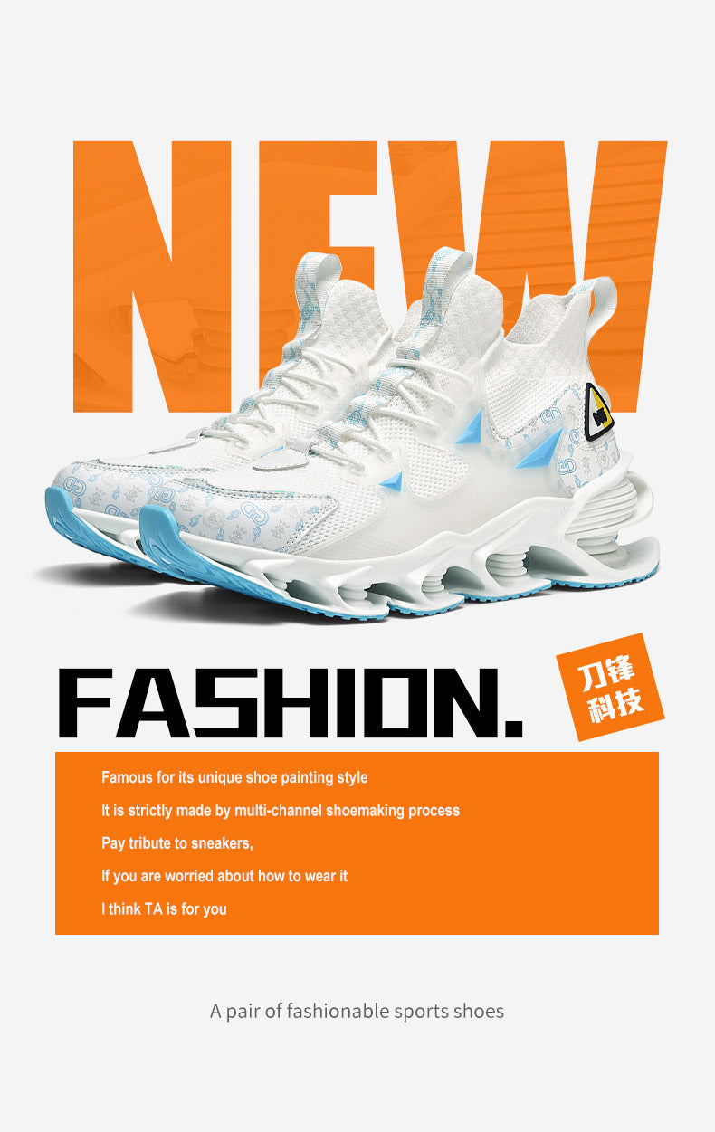 Fashion Blade Men's Shoes Mesh Breathable Sports Casual Running Shoes Men's Shock Absorption Anti-Slip Height Increasing Dad Trendy Shoes