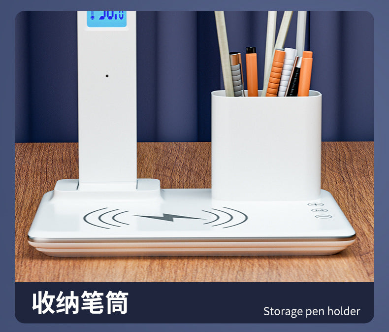 Customized Desk Lamp Business Gift15W Wireless Charging Reading Lamp Student Special Eye Protection Bedroom Dormitory Study Lamp