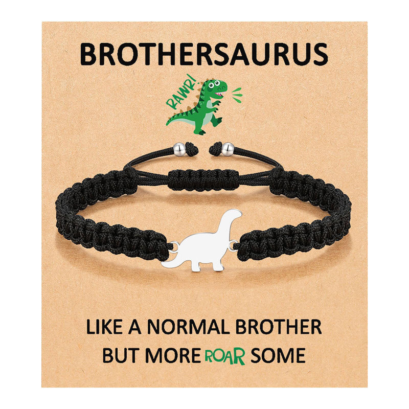 Dinosaur Spirit Power Bracelet Children's Gift Stretchable Adjustable Tail Bead Bracelet Card Small Dinosaur Woven Bracelet