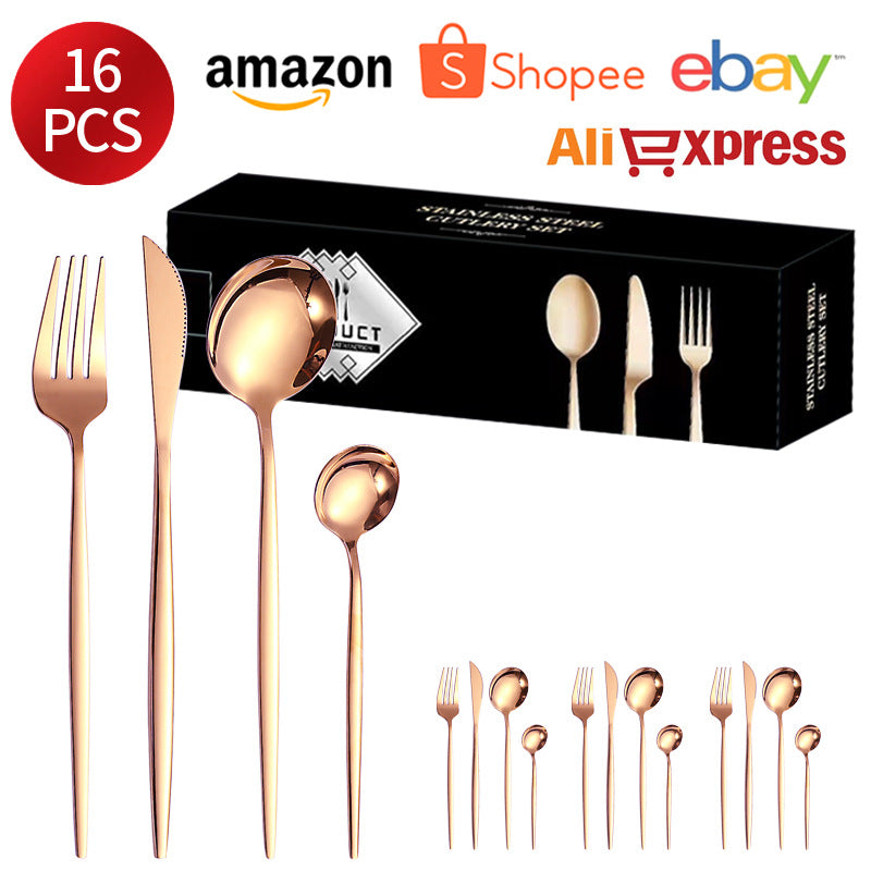 410Stainless Steel Cutlery Western Steak Knife Fork Spoon6People Serving Hotel Restaurant Portugal24Piece Suit