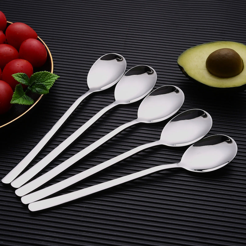 304Stainless Steel Spoon Korean Style Long Handle Stirring Spoon Coffee Spoon Household Eating Soup Spoon Customizable by Manufacturer