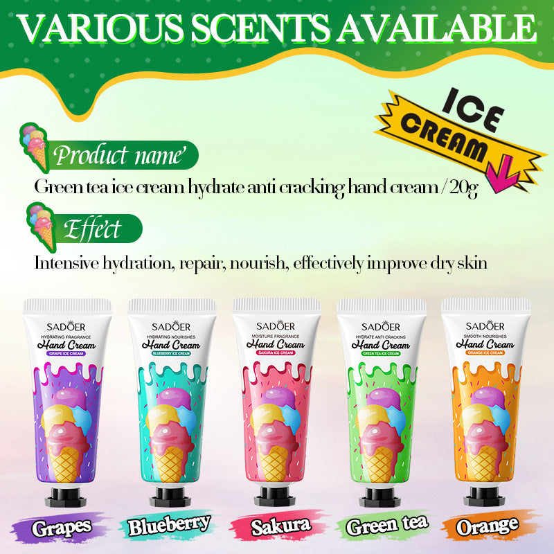Green Tea Ice Cream Hydrating Hand Cream SADOER Autumn and winter hand cream cross-border foreign trade wholesale