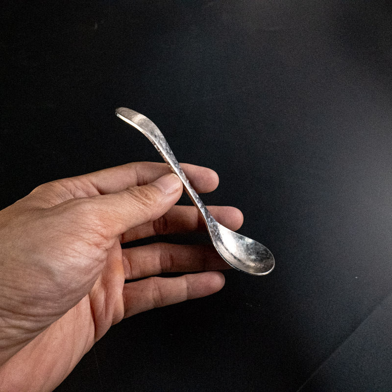 Titanium Spoon Pure Titanium Spoon Crystal Pure Titanium Coffee Spoon Hammered Ice Flower Spoon Household Deepened Tea Spoon Long Handle Seasoning Spoon