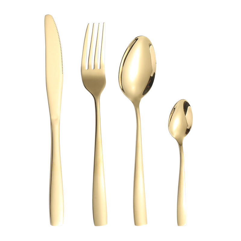 410Stainless Steel Cutlery Western Food Square Handle Knife Fork Spoon4Gift Set Cutlery Set Steak Knife Fork Spoon