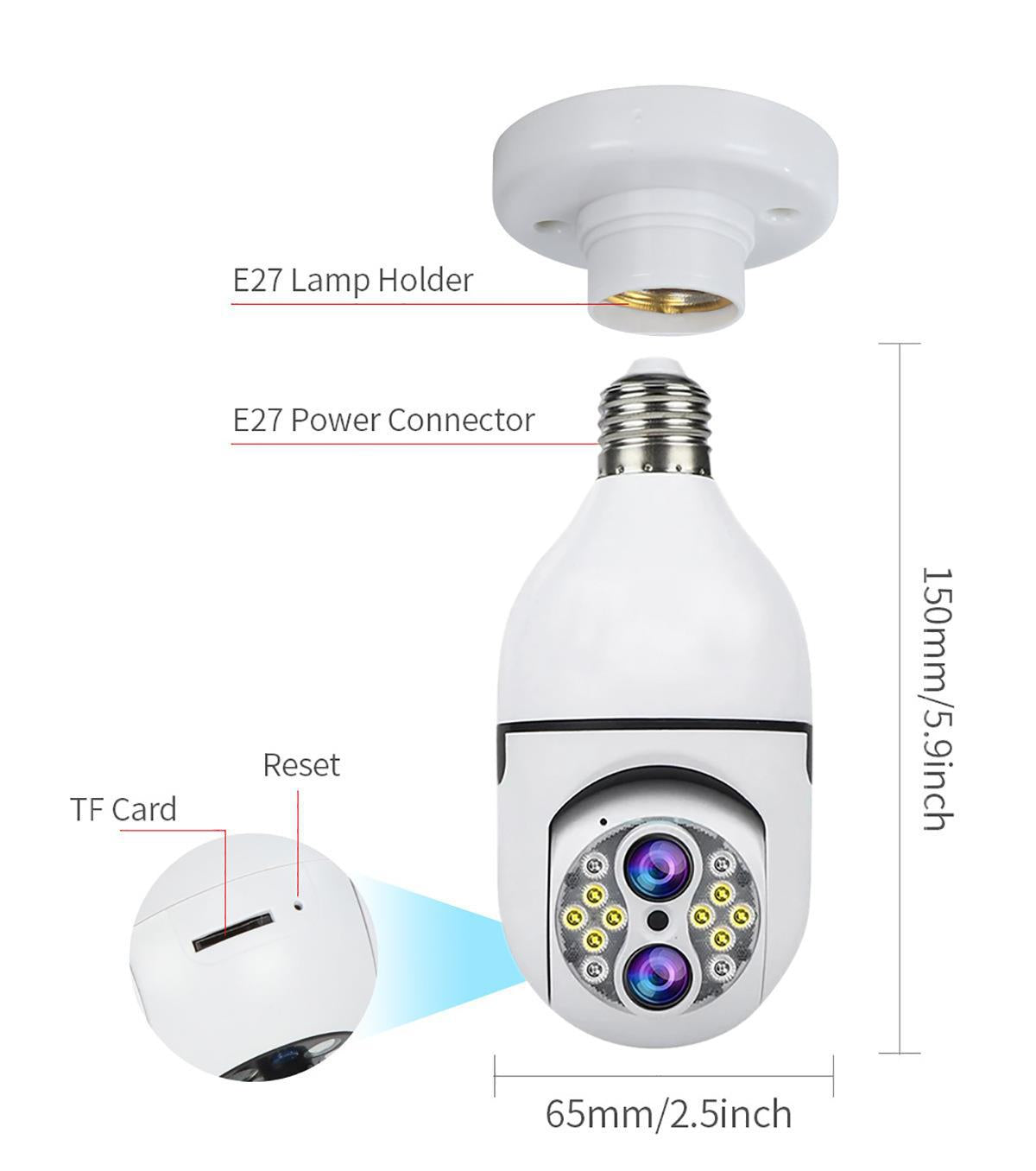 Binocular Bulb Surveillance Camera Zoom Lamp Head Surveillance Camera Full Color Night Vision Smart Lamp Head
