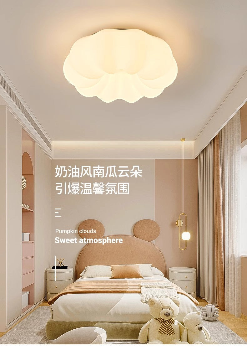 Pumpkin Ceiling Light Cream Style Creative Cloud Master Bedroom Light Round Kindergarten Princess Children's Room Light