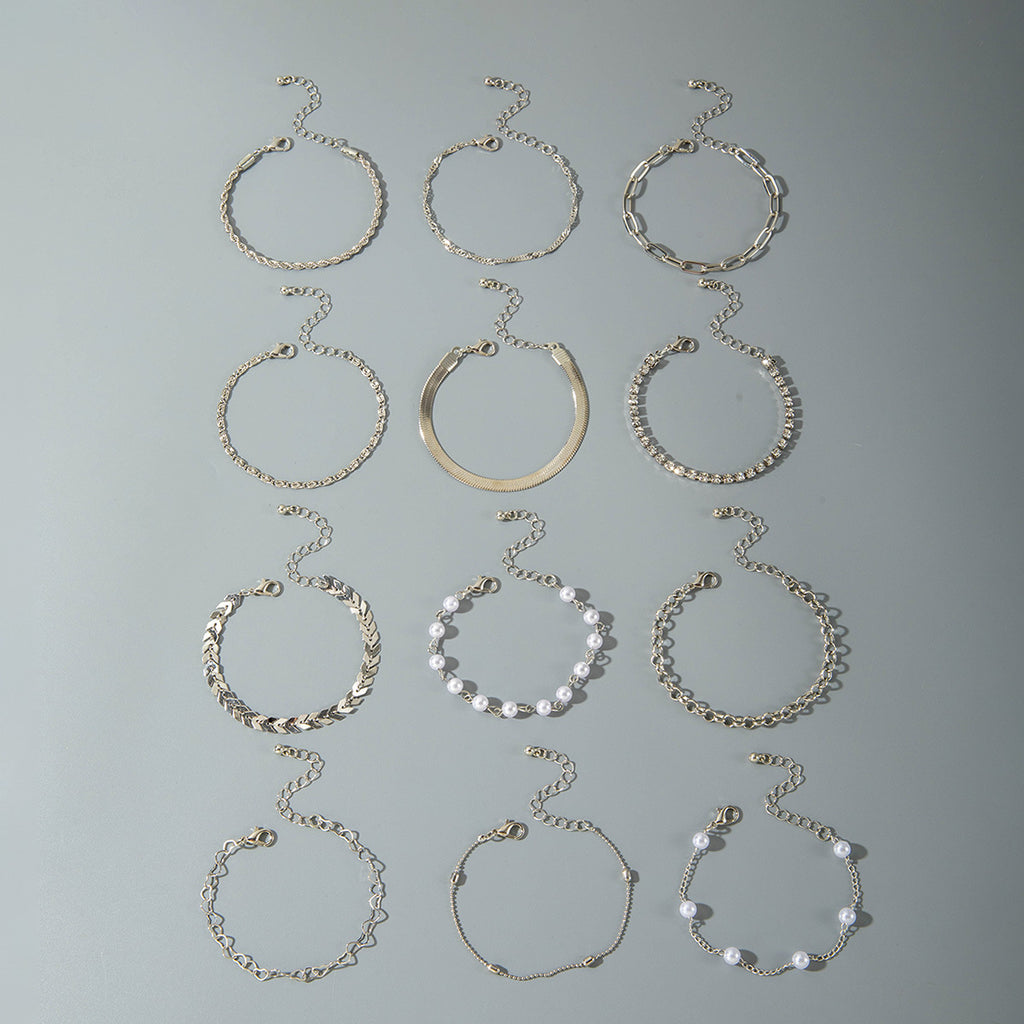 Fashionable Versatile Bracelet with Rhinestones and Imitation Pearl Set Ornament Wholesale Bracelets