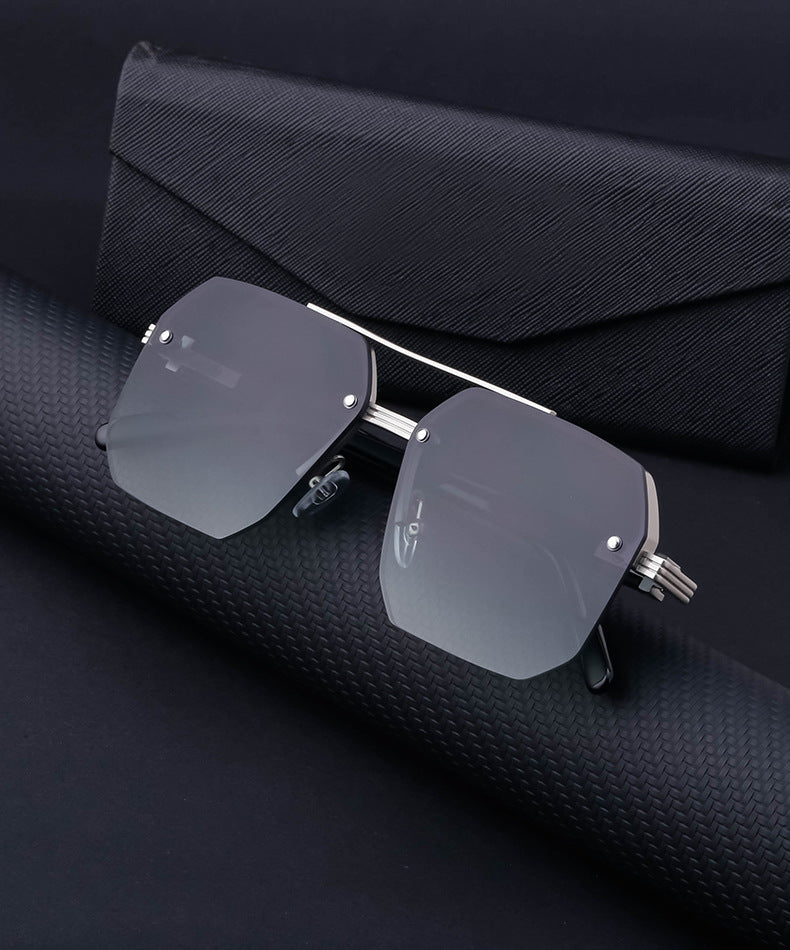 2025New style sunglasses with a high-end feel, European and American half-frame glasses, fashionable sunglasses for women with UV protection sunglasses